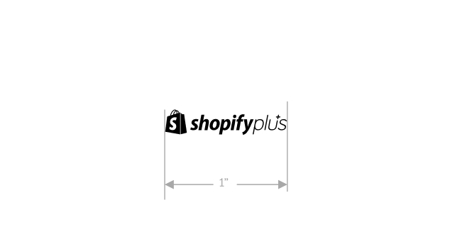 The Shopify Plus logo at its minimum size of 1 inch wide.