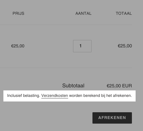 belastinginformationop de winkelwagenpagina