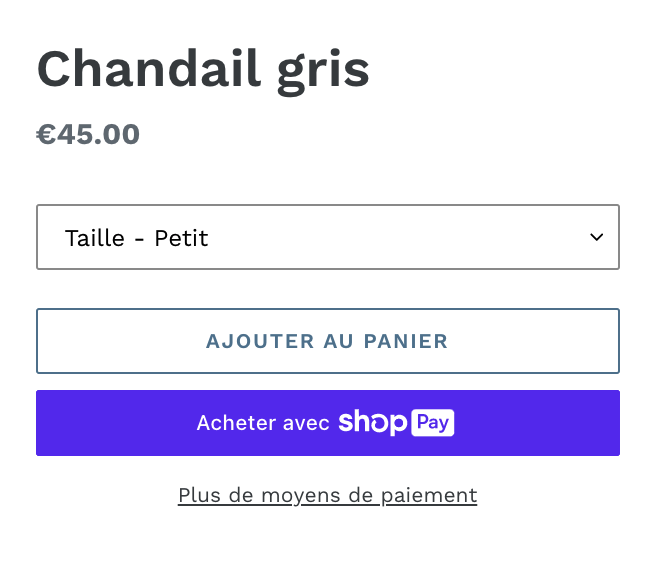 Deux exemples de pages de produits présentant des boutons de paiement dynamique. Une page montre un bouton sans marque, portant le texte Buy it now (Acheter maintenant). L'autre page présente un bouton avec marque, portant le texte Buy with PayPal (Acheter avec PayPal).