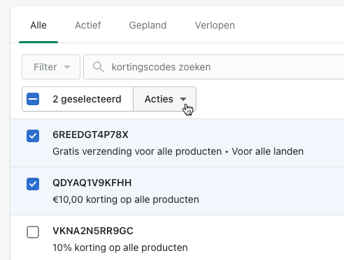 Selecteer meerdere kortingen