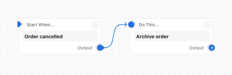 Example of a workflow that archives an order when the order is cancelled