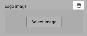 图像的l'écran de sélection d' Image pour le logo dans les paramètres de thème avec le bouton de connexion d'une source dynamque en surbrance。