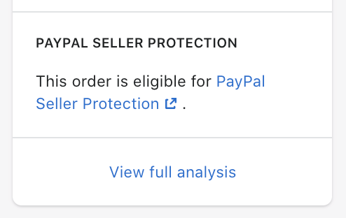 PayPal seller protection card