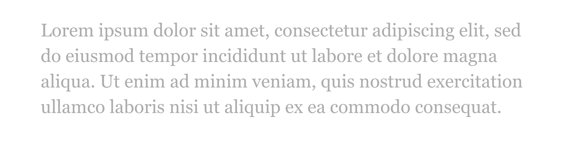 Un bloc de texte gris clair et un arrière-plan blanc uni.