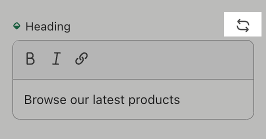 Example of using the back and forth arrow to reset the heading setting back to default.