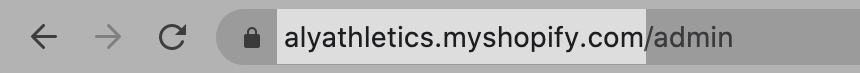Trova il tuo URL .myshopify.com内拉barra degli indirizzi del browser quando hai eseguto l' accessso al pannello di controllo Shopify。